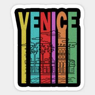 Venice Beach California - Retro Letters - Pastel Vintage Sticker