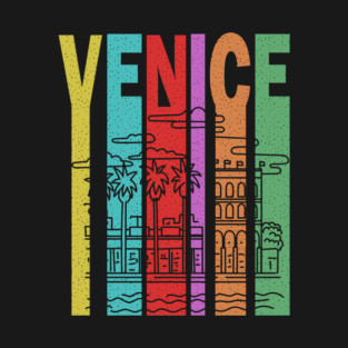 Venice Beach California - Retro Letters - Pastel Vintage T-Shirt