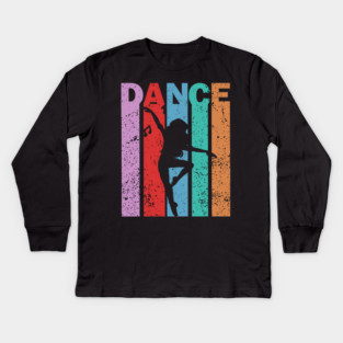 Dance - Retro Letters - Pastel Vintage Design Kids Long Sleeve T-Shirt