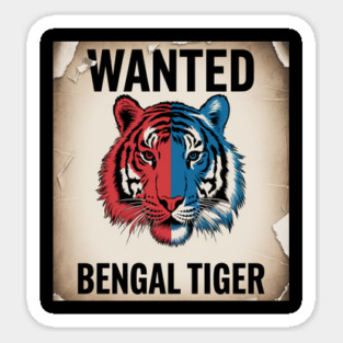 Bengal Tiger Face Art, Colorful Tiger Head Design for Animal and Jungle Lovers Sticker