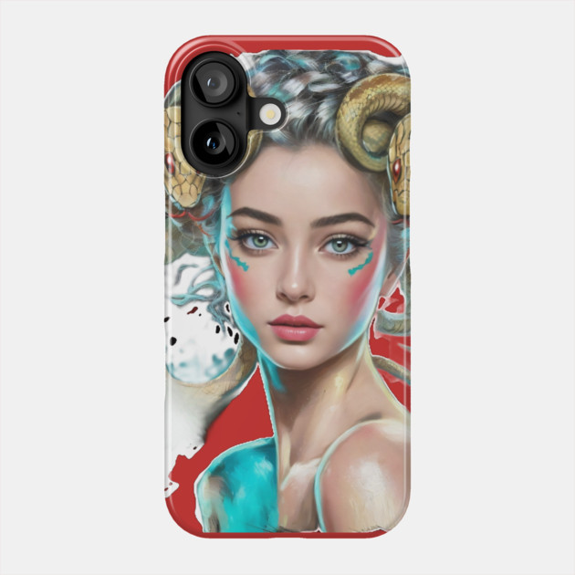 Anime Girl Unique & Colorful Hairstyle Character Snake Phone Case by animegirlnft
