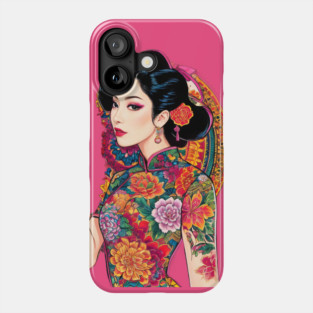 Anime Girl Unique & Elegant Hairstyle Character Flowers Phone Case