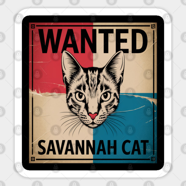 Savannah Cat , Unique, Exotic Feline Design Sticker by Pixel Threads 