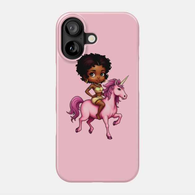 Black Girl Riding Unicorn Phone Case by UrbanLifeApparel