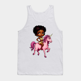 Black Girl Riding Unicorn Tank Top