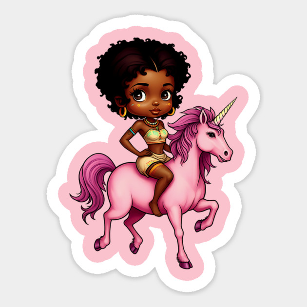 Black Girl Riding Unicorn Magnet by UrbanLifeApparel