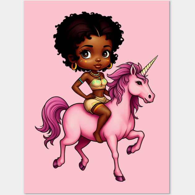 Black Girl Riding Unicorn Wall Art by UrbanLifeApparel