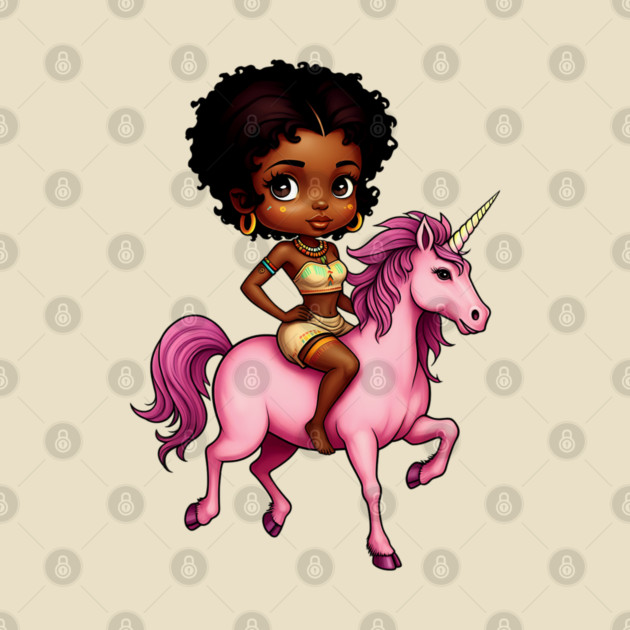 Black Girl Riding Unicorn by UrbanLifeApparel