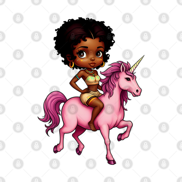 Black Girl Riding Unicorn by UrbanLifeApparel