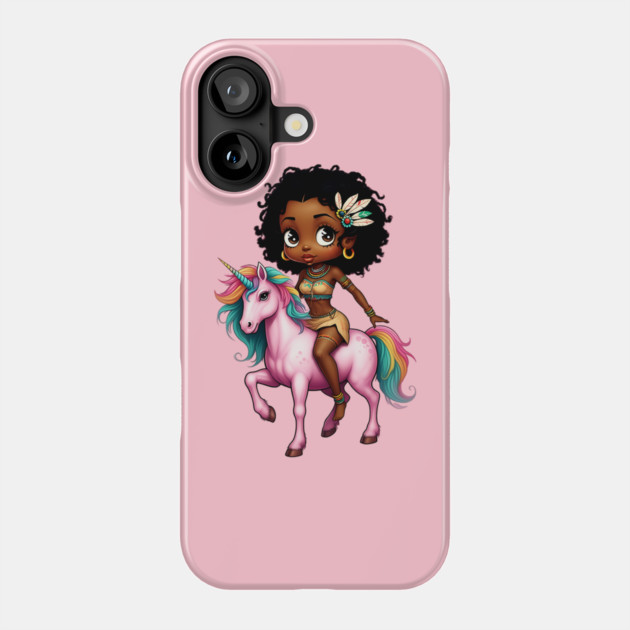 Black Girl Riding Unicorn Phone Case by UrbanLifeApparel