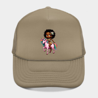 Black Girl Riding Unicorn Hat