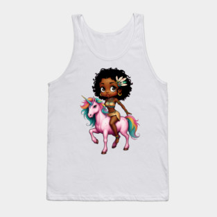 Black Girl Riding Unicorn Tank Top