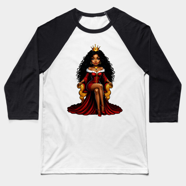 Black Queen Baseball T-Shirt by UrbanLifeApparel