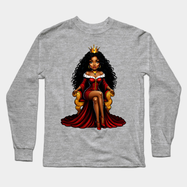 Black Queen Long Sleeve T-Shirt by UrbanLifeApparel