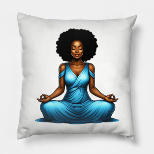 Black Woman Meditating Pillow