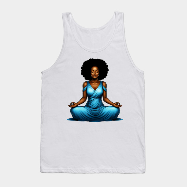 Black Woman Meditating Tank Top by UrbanLifeApparel