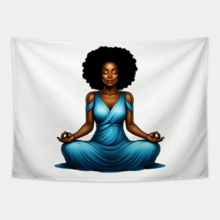 Black Woman Meditating Tapestry