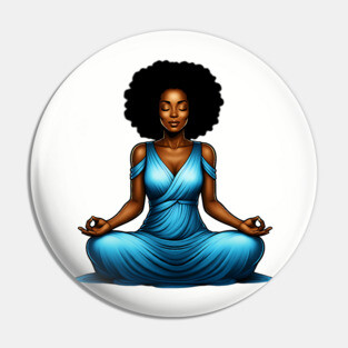 Black Woman Meditating Pin