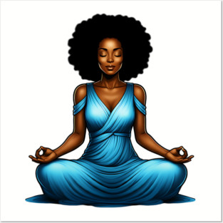 Black Woman Meditating Posters and Art