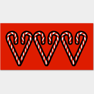 Classic Christmas Candy Cane Hearts Graphic Posters and Art