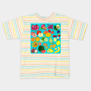 Fruits Paradise in Turquoise Blue Kids T-Shirt