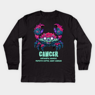 Cancer Crab Zombie Kids Long Sleeve T-Shirt
