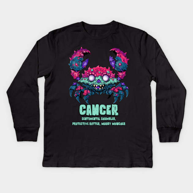 Cancer Crab Zombie Kids Long Sleeve T-Shirt by H. R. Sinclair