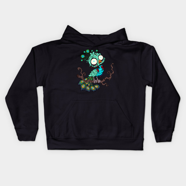 Zombie Peacock Kids Hoodie by H. R. Sinclair