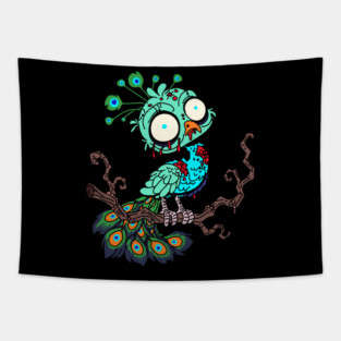 Zombie Peacock Tapestry