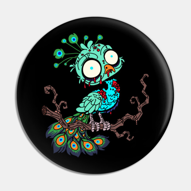 Zombie Peacock Pin by H. R. Sinclair