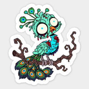 Zombie Peacock Sticker