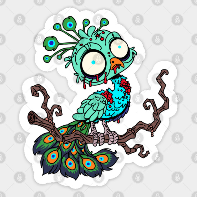 Zombie Peacock Sticker by H. R. Sinclair