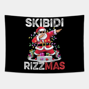 Rizz Christmas Santa Funny Xmas Gen Alpha Skibidi Rizzmas Tapestry