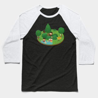 Sneaky Sasquatch Floating Picnic Baseball T-Shirt