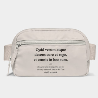 Latin quote: Quid verum atque decens curo et rogo, et omnis in hoc sum. Bag