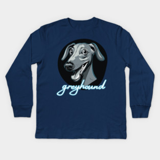 Greyhound - Neon Retro Kids Long Sleeve T-Shirt