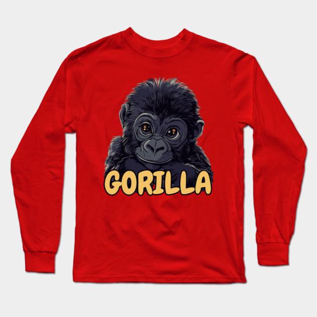 Baby Gorilla - Jungle Cuteness Long Sleeve T-Shirt by TuncGK