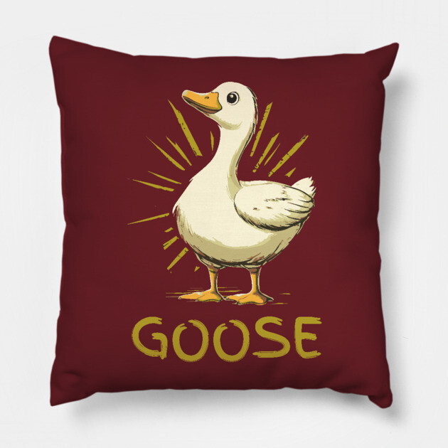 Goose - Retro Cartoon Style Pillow by TuncGK