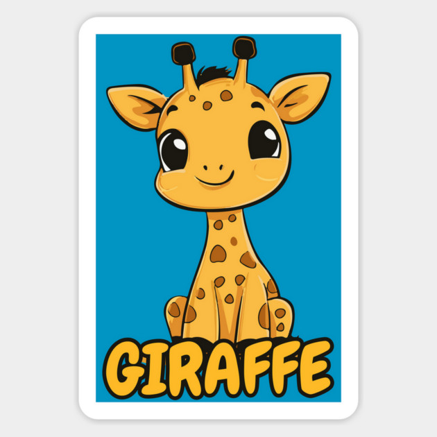Cute Cartoon Giraffe - Retro Comic Book Magnet by TuncGK