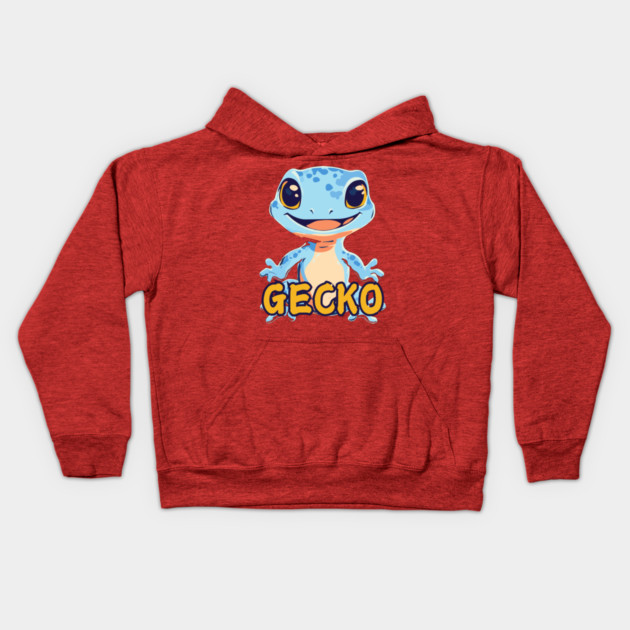 Funny Colorful Gecko - Neon Retro Kids Hoodie by TuncGK