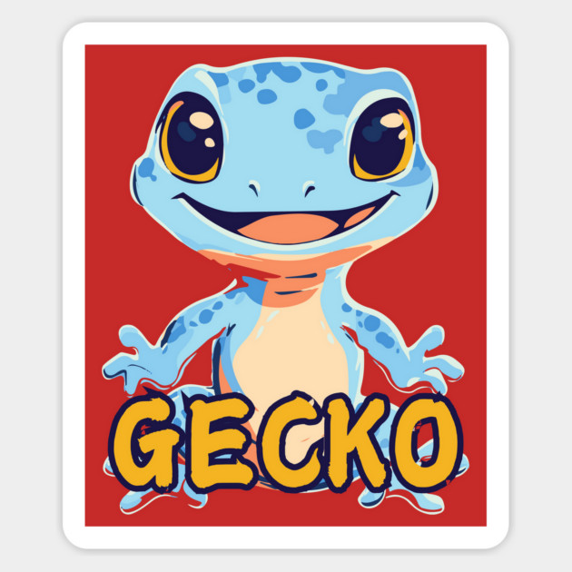 Funny Colorful Gecko - Neon Retro Magnet by TuncGK