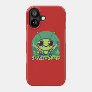 Cute Cartoon Grasshopper - Retro Green Phone Case