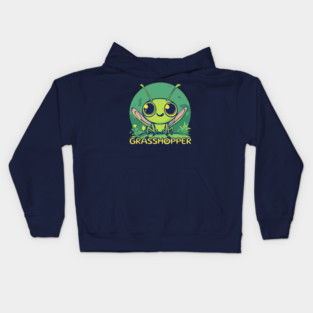 Cute Cartoon Grasshopper - Retro Green Kids Hoodie