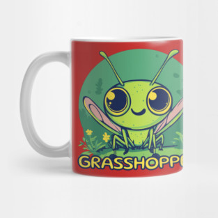 Cute Cartoon Grasshopper - Retro Green Mug