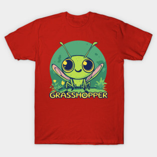 Cute Cartoon Grasshopper - Retro Green T-Shirt