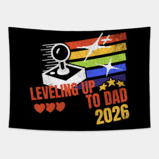 New Dad Leveling Up to Dad 2026 Video Gamer Dad Tapestry