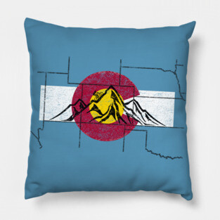 Bike Colorado Rockies Mountain Biking MTB State Flag Map Pillow