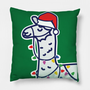 Christmas Llama with Santa Hat Pillow