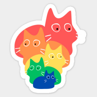 Doodle Rainbow Cats Magnet