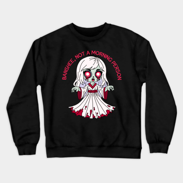 Zombie Banshee, not morning person Crewneck Sweatshirt by H. R. Sinclair